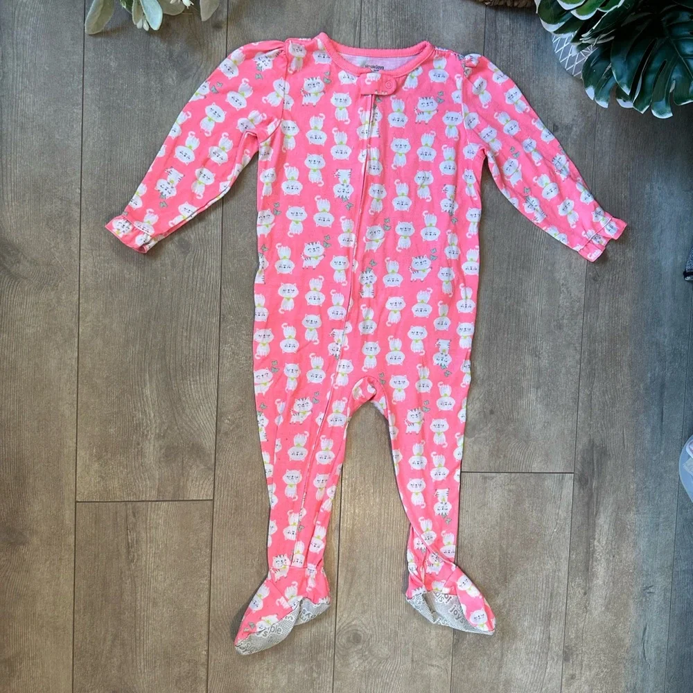 Carter’s Cat Zip Footie Ruffle Butt Pajamas 24 Months Baby Toddler Girl - Picture 3 of 12